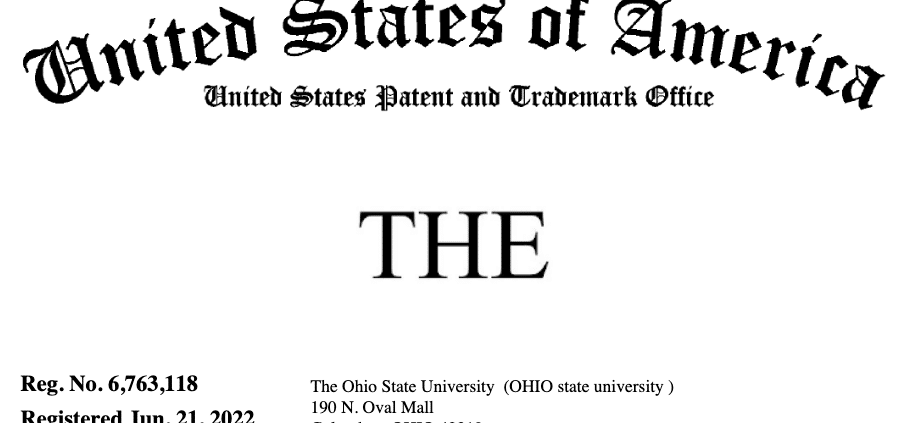 Ohio State Wants to Trademark Word 'The